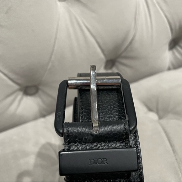 Dior Black Leather Belt with Silver Buckle - Picture 2 of 2